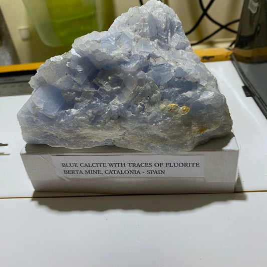 BLUE CALCITE WITH FLUORITE - BERTA MINE, CATALONIA, SPAIN  LARGE 968g MF2134