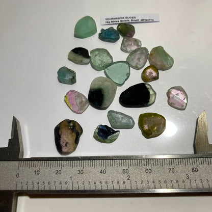 TOURMALINE GEMSTONE SLICES x 19 - MINAS GERAIS, BRAZIL  80Ct MFG3775