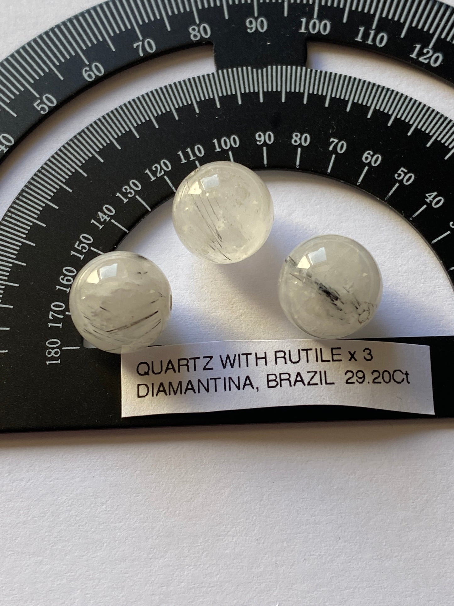 QUARTZ WITH RUTILE NATURAL GEMSTONES x 3 : DIAMANTINA, MINAS GERAIS, BRAZIL 29.20Ct MFG4859
