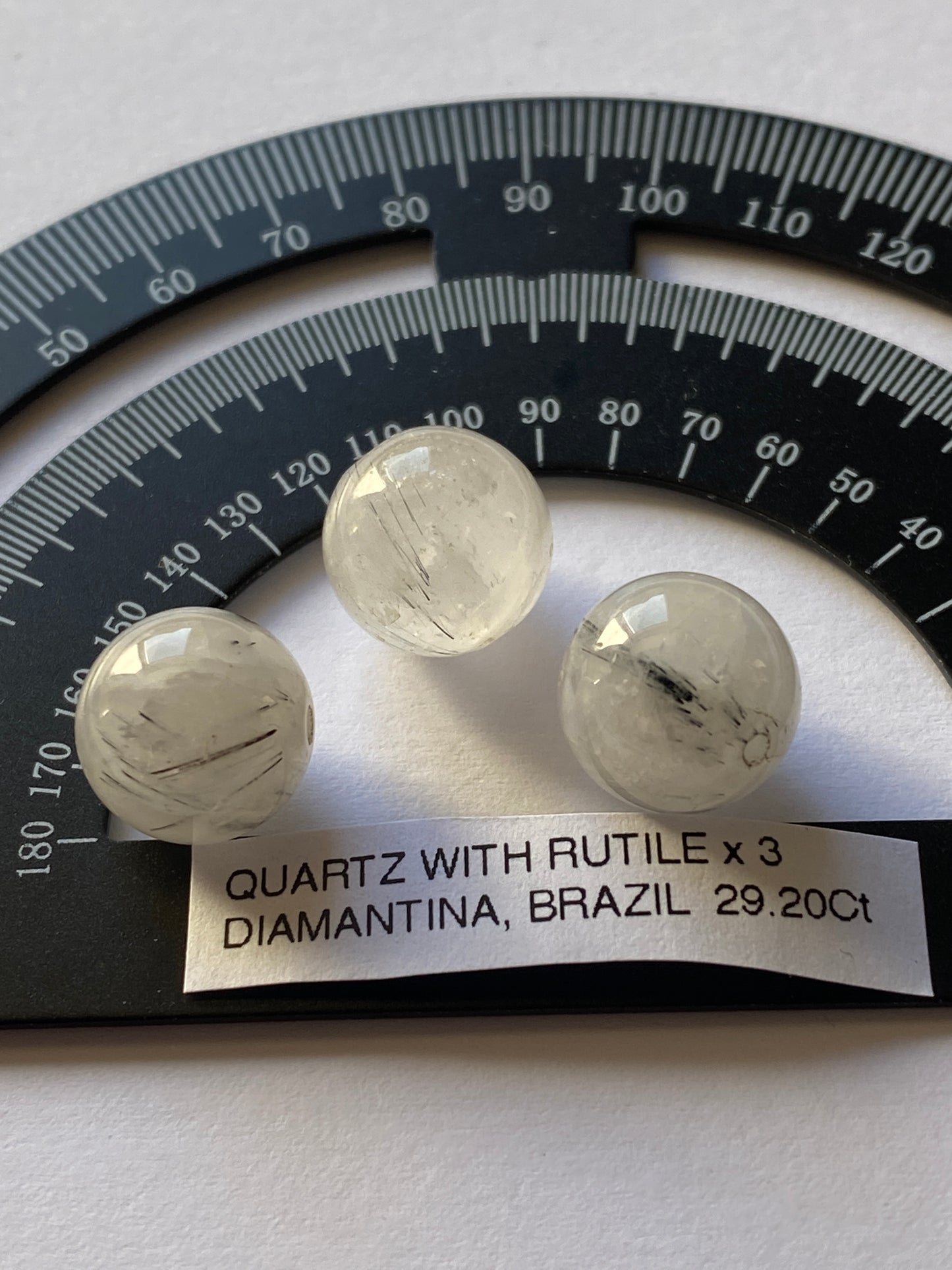 QUARTZ WITH RUTILE NATURAL GEMSTONES x 3 : DIAMANTINA, MINAS GERAIS, BRAZIL 29.20Ct MFG4859