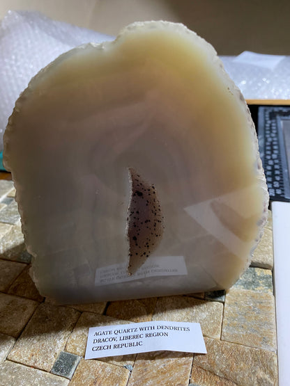 AGATE QUARTZ WITH DENDRITES : DRACOV, LIBEREC REGION, CZECH REPUBLIC 1195g MF4745