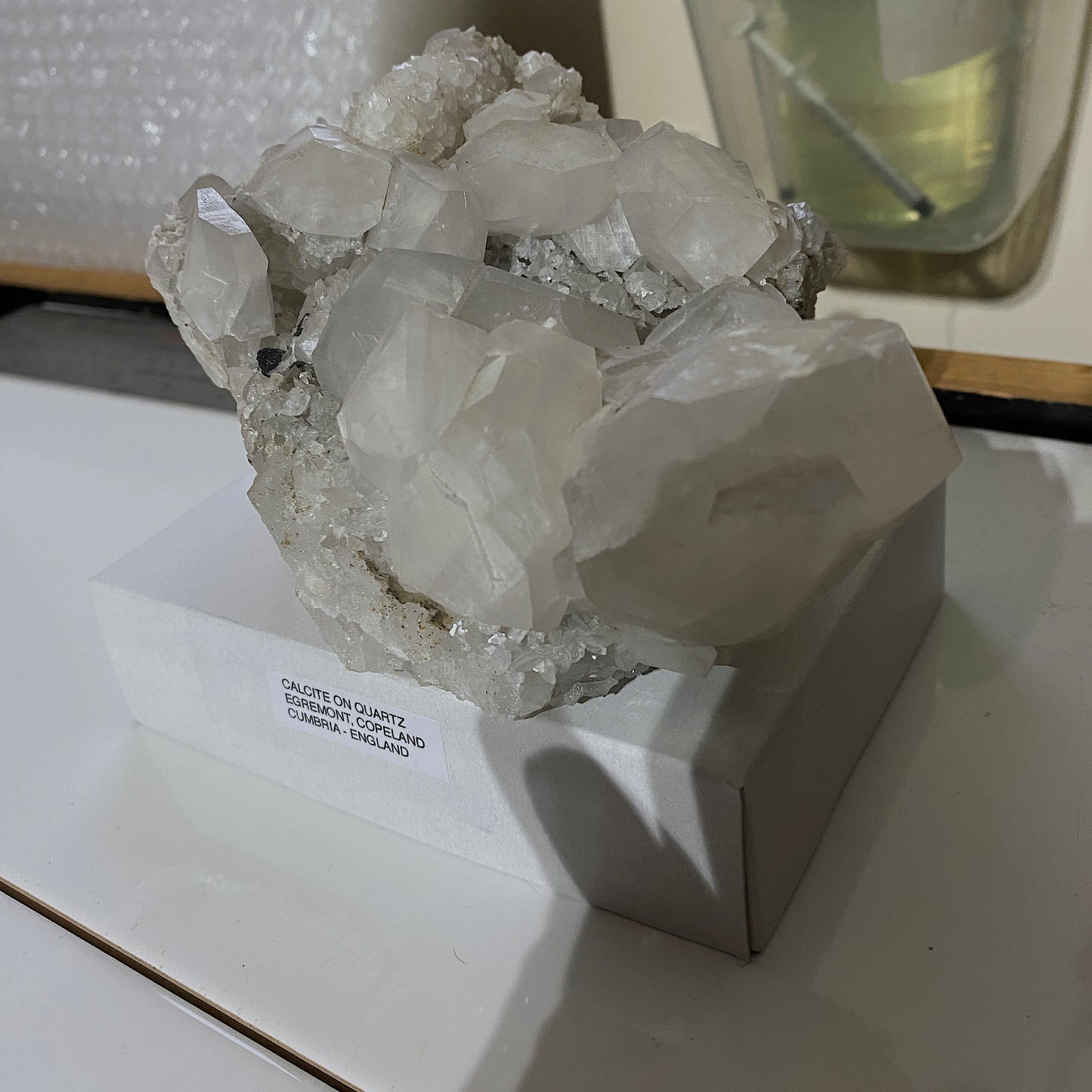 CALCITE ON QUARTZ - BIGRIGG MINE, EGREMONT, COPELAND, CUMBRIA LARGE 1316g MF2148