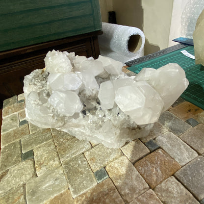 CALCITE ON QUARTZ - BIGRIGG MINE, EGREMONT, COPELAND, CUMBRIA LARGE 1316g MF2148