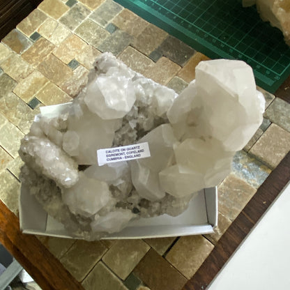 CALCITE ON QUARTZ - BIGRIGG MINE, EGREMONT, COPELAND, CUMBRIA LARGE 1316g MF2148