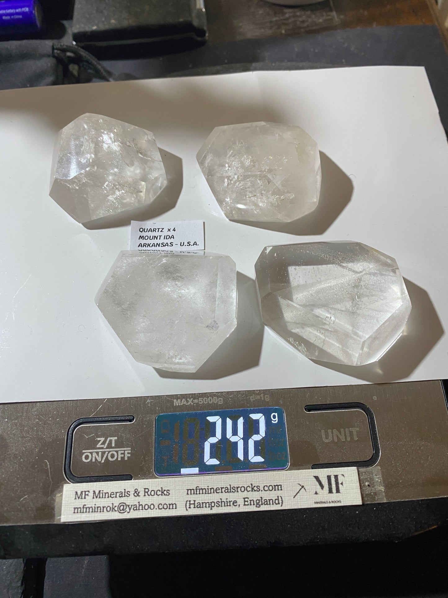 QUARTZ CRYSTAL x 4  : MOUNT IDA, ARKANSAS, U.S.A.  242g. MF4756