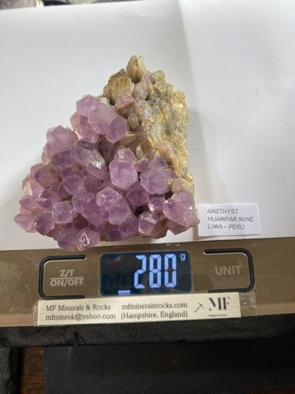 AMETHYST CRYSTAL ASSEMBLAGE ; HUAMPAR MINE, LIMA, PERU. 280g MF4759