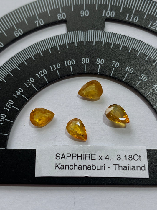 SAPPHIRE NATURAL GEMSTONES x 4 : KANCHANABURI, THAILAND  3.18Ct. MFG4879