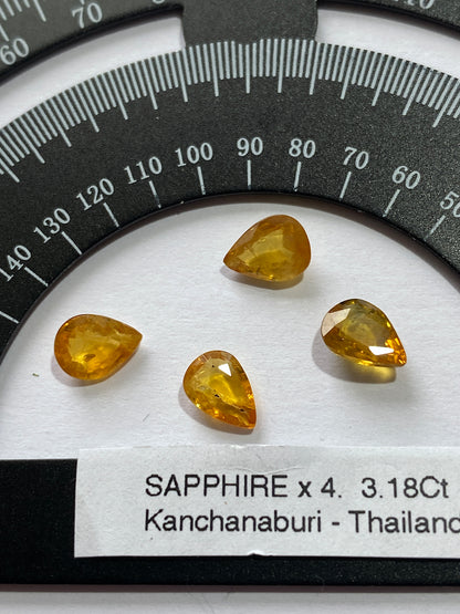 SAPPHIRE NATURAL GEMSTONES x 4 : KANCHANABURI, THAILAND  3.18Ct. MFG4879