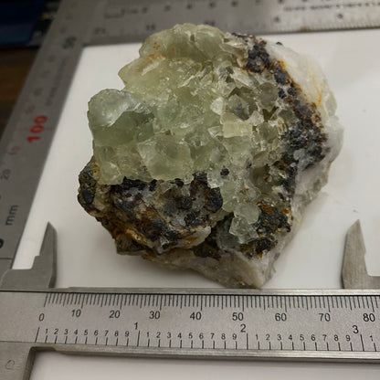 FLUORITE WITH SPHALERITE ON QUARTZ - TAMAR VALLEY MINE - DEVON, ENGLAND 212g MF4005