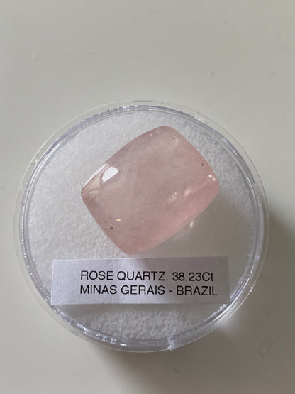 ROSE QUARTZ NATURAL GEMSTONE : LARANJEIRAS, MINAS GERAIS, BRAZIL 38.23Ct MFG4868