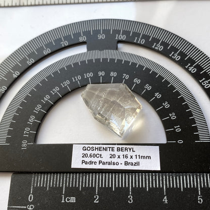 GOSHENITE BERYL GEMSTONE - PADRE PARAISO, MINAS GERAIS, BRAZIL 20.60Ct MFG5004