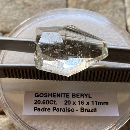GOSHENITE BERYL GEMSTONE - PADRE PARAISO, MINAS GERAIS, BRAZIL 20.60Ct MFG5004