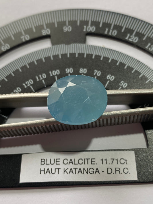 BLUE CALCITE RARE NATURAL GEMSTONE : SHINKOLOBWE MINE, ZAIRE. AFRICA 11.17Ct MFG4876