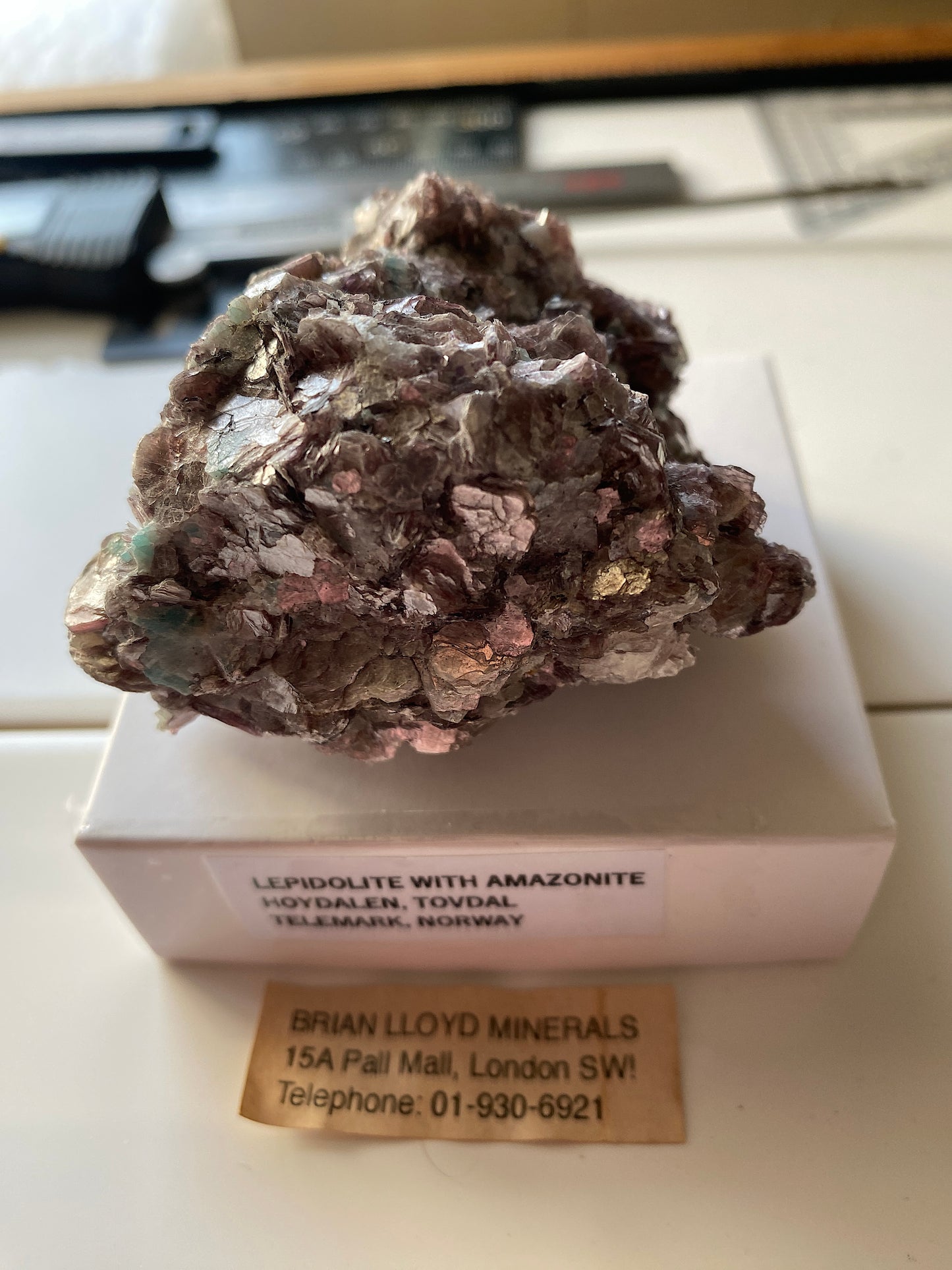 LEPIDOLITE WITH AMAZONITE : HOYDALEN, TOVDAL, TELEMARK, NORWAY. 179g MF4865
