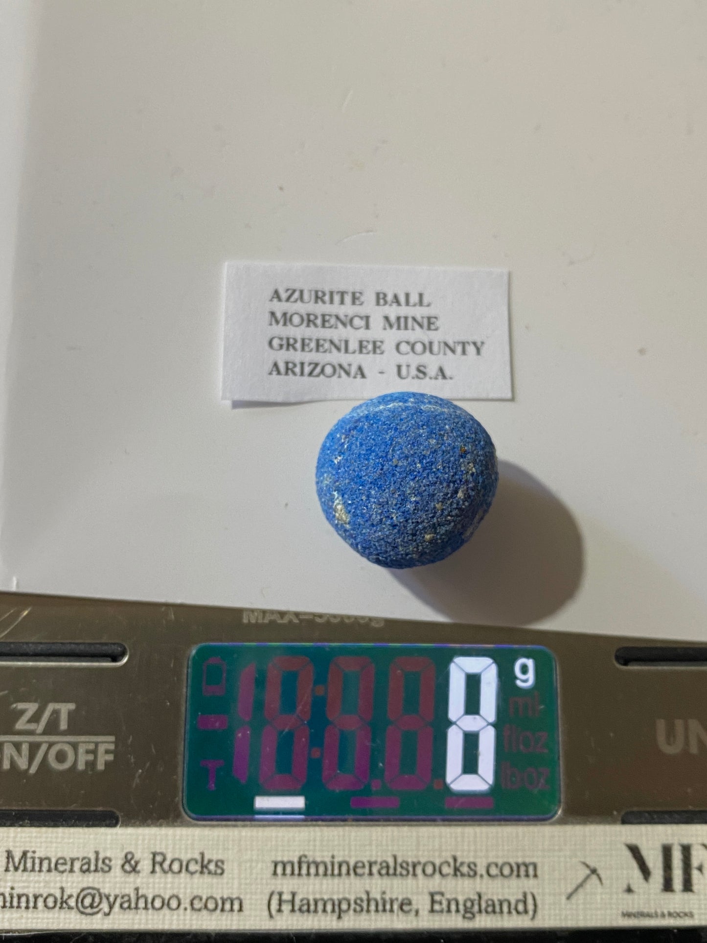 AZURITE BALL : MORENCE MINE, GREENLEE COUNTY, ARIZONA, U.S.A. 8g MF4764