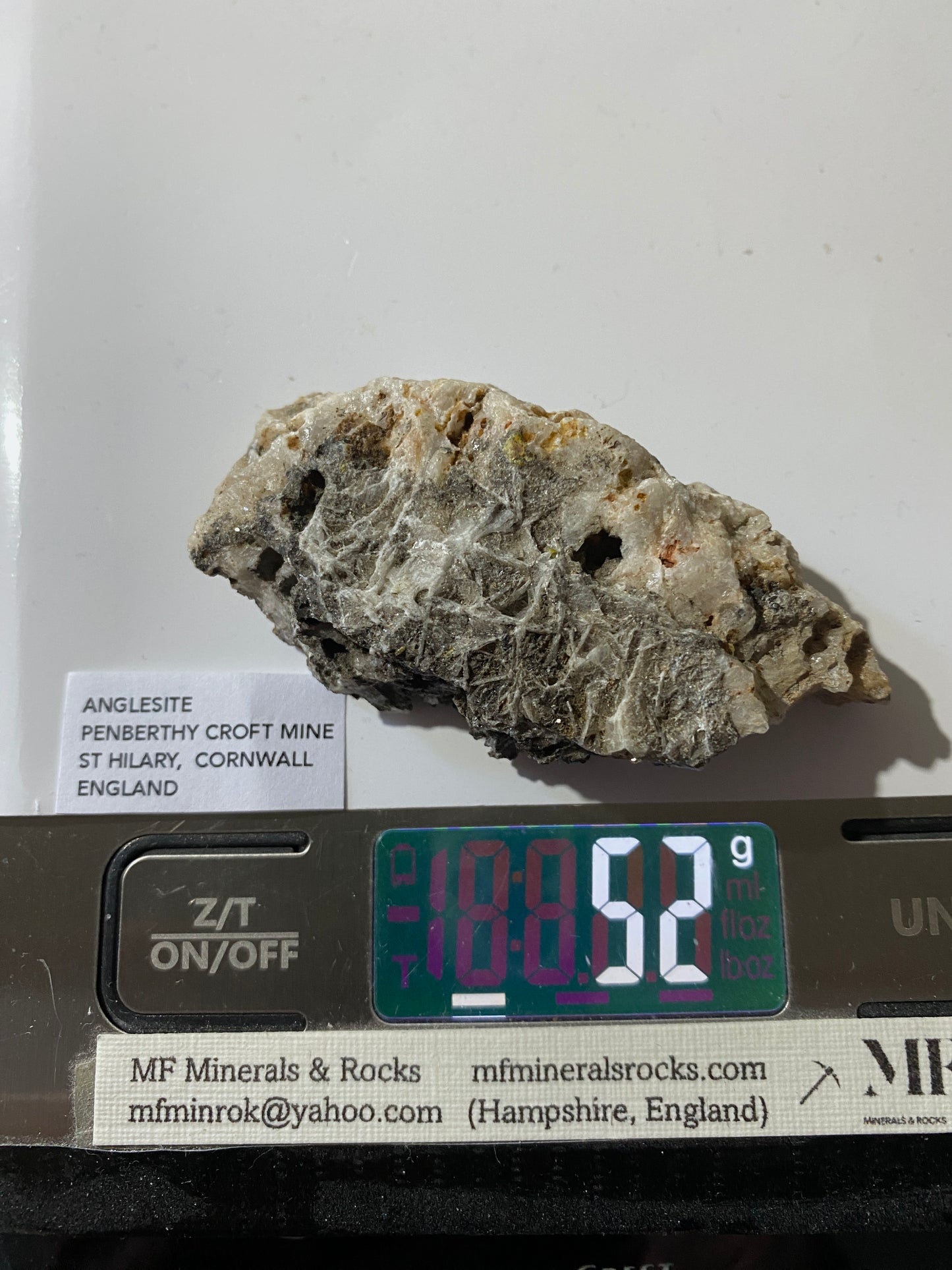ANGLESITE [ETC]  : PENBERTHY CROFT MINE, ST HILARY, CORNWALL, ENGLAND 52g MF4766