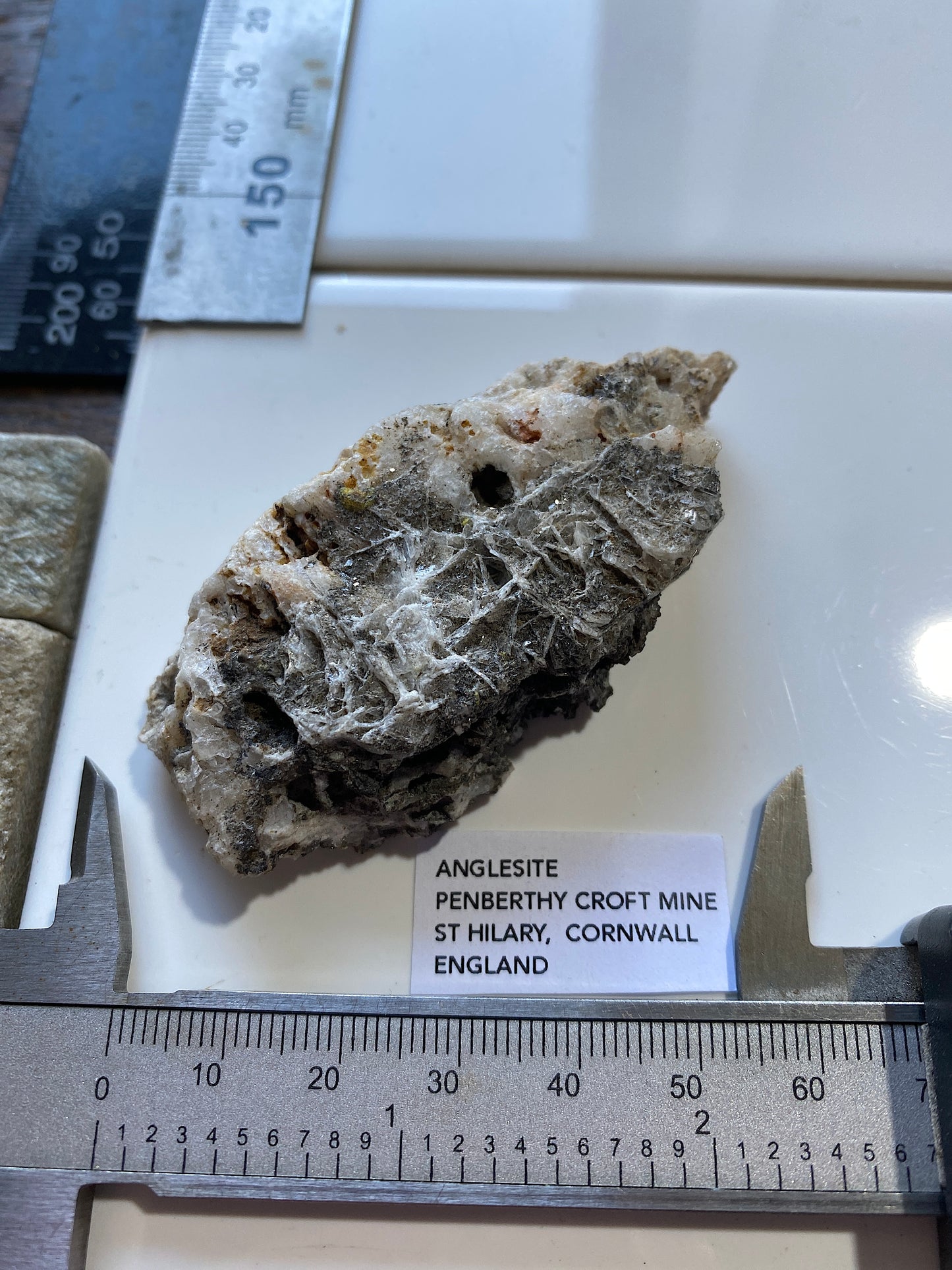 ANGLESITE [ETC]  : PENBERTHY CROFT MINE, ST HILARY, CORNWALL, ENGLAND 52g MF4766