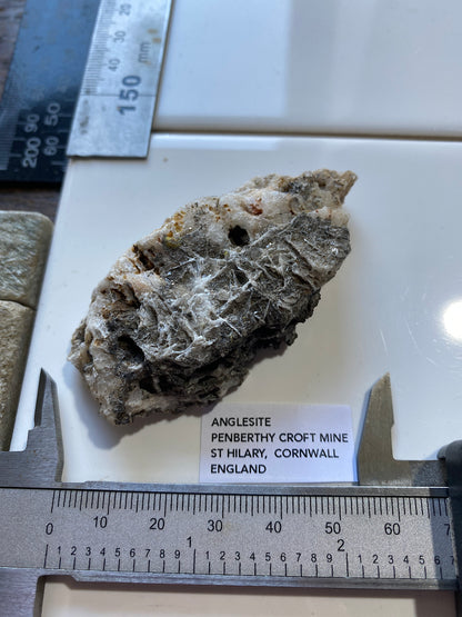 ANGLESITE [ETC]  : PENBERTHY CROFT MINE, ST HILARY, CORNWALL, ENGLAND 52g MF4766