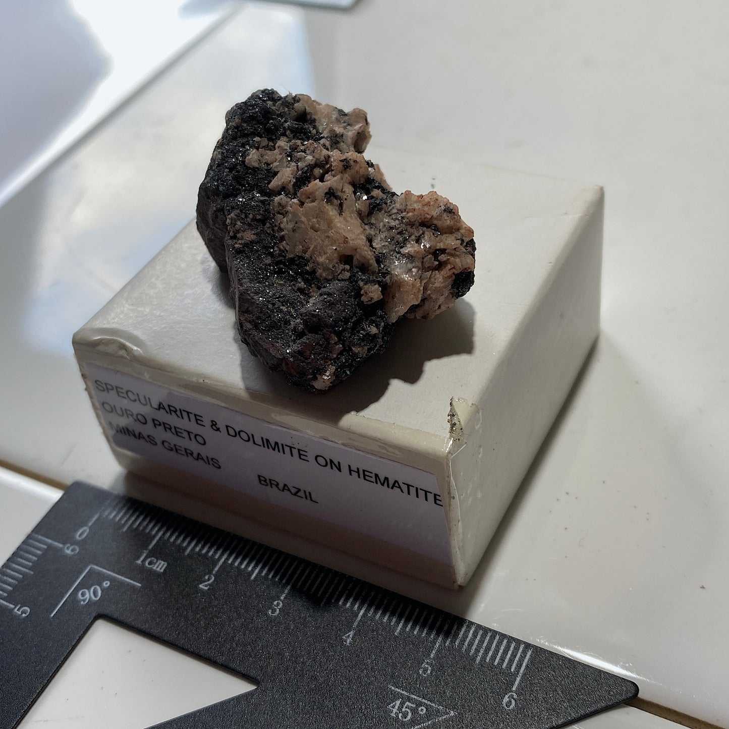 SPECULARITE & DOLOMITE ON HEMATITE - OURO PRETO, MINAS GERAIS, BRAZIL 37g MF1145