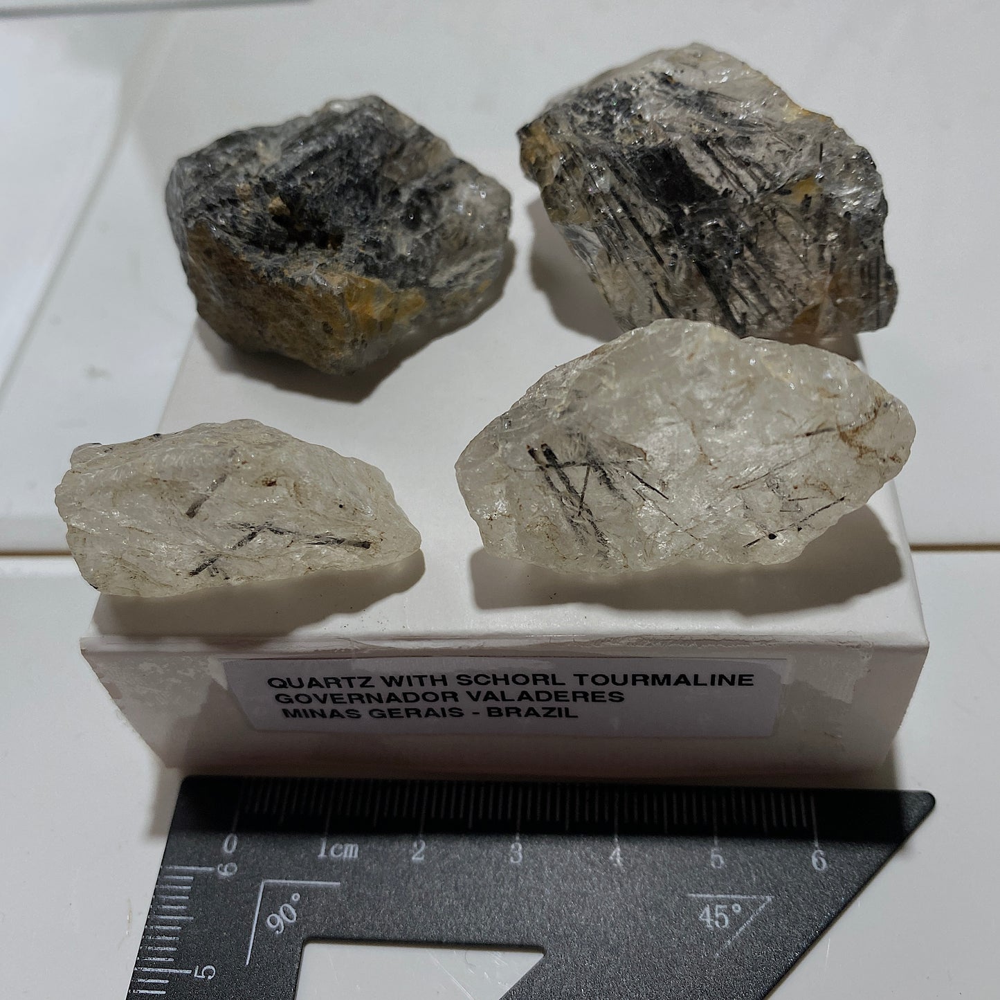 QUARTZ WITH SCHORL TOURMALINE x 4 - MINAS GERAIS, BRAZIL 97g MF1132