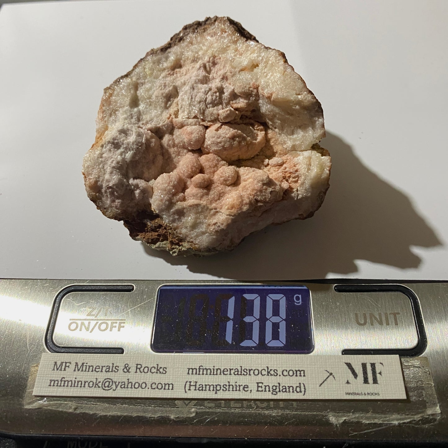 BOTRYOIDAL QUARTZ IN CALCITE GEODE - DULCOTE, SOMERSET, ENGLAND 138g MF1158