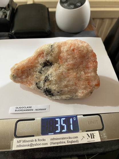 OLIGOCLASE FELDSPAR  : BJORAM SUNSTONE QUARRY, BAMBLE  NORWAY. 351g MF4876