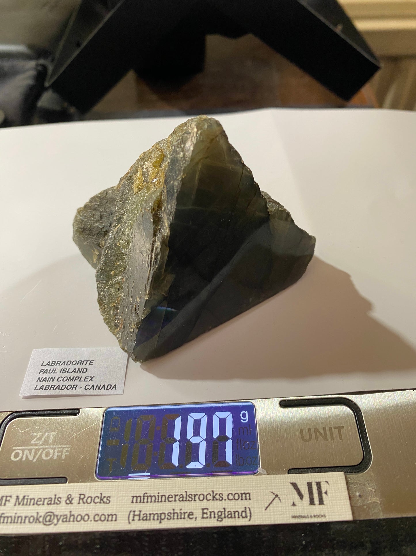 LABRADORITE [PLAGIOCLASE] : PAUL ISLAND, NAIN COMPLEX, LABRADOR, CANADA 197g MF4883
