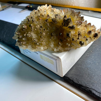 PYRITE ON CALCITE FROM DAYE, HUBEI, CHINA MOST OMPRESSIVE SPECIMEN 317g MF1651