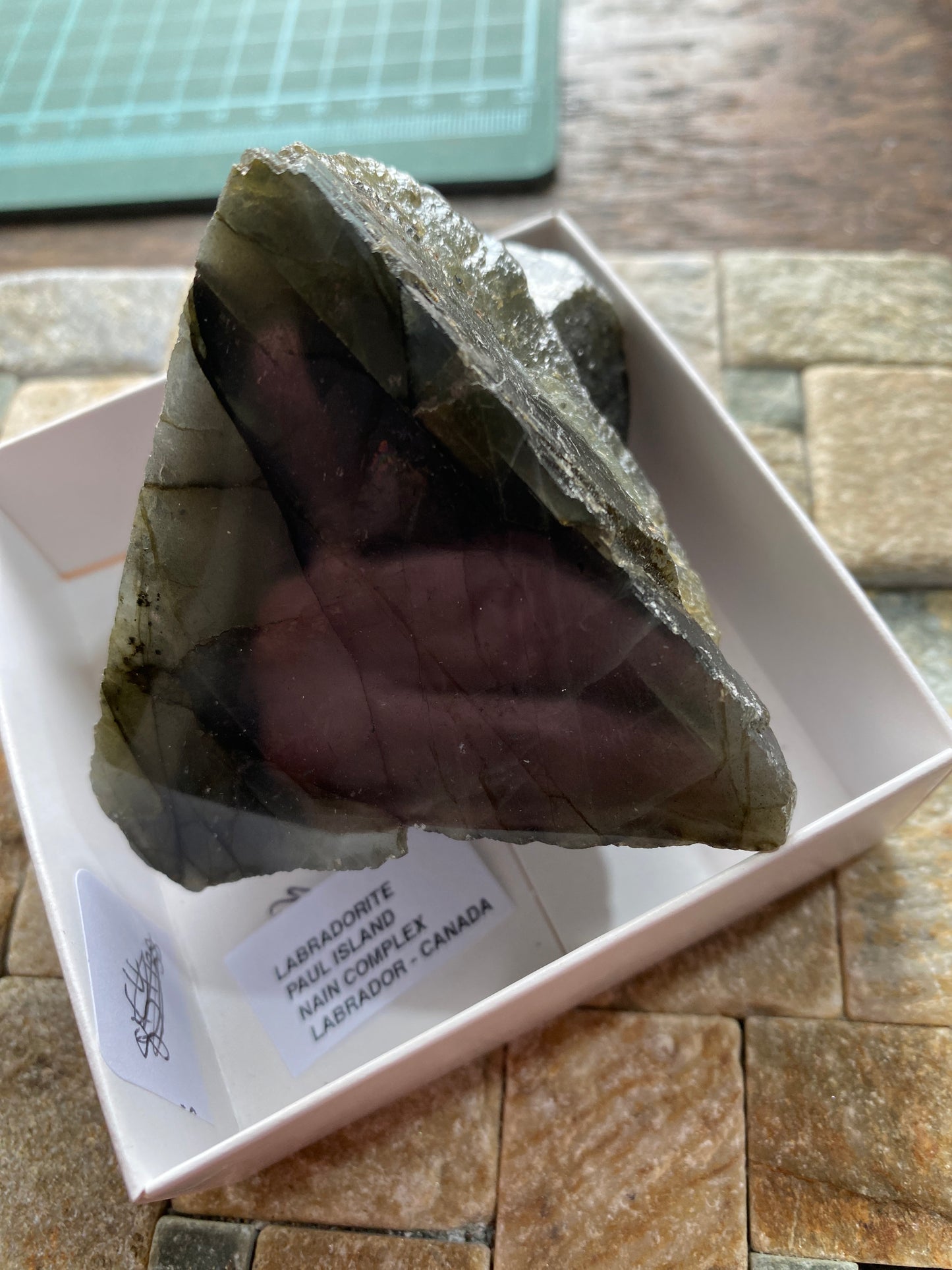 LABRADORITE [PLAGIOCLASE] : PAUL ISLAND, NAIN COMPLEX, LABRADOR, CANADA 197g MF4883