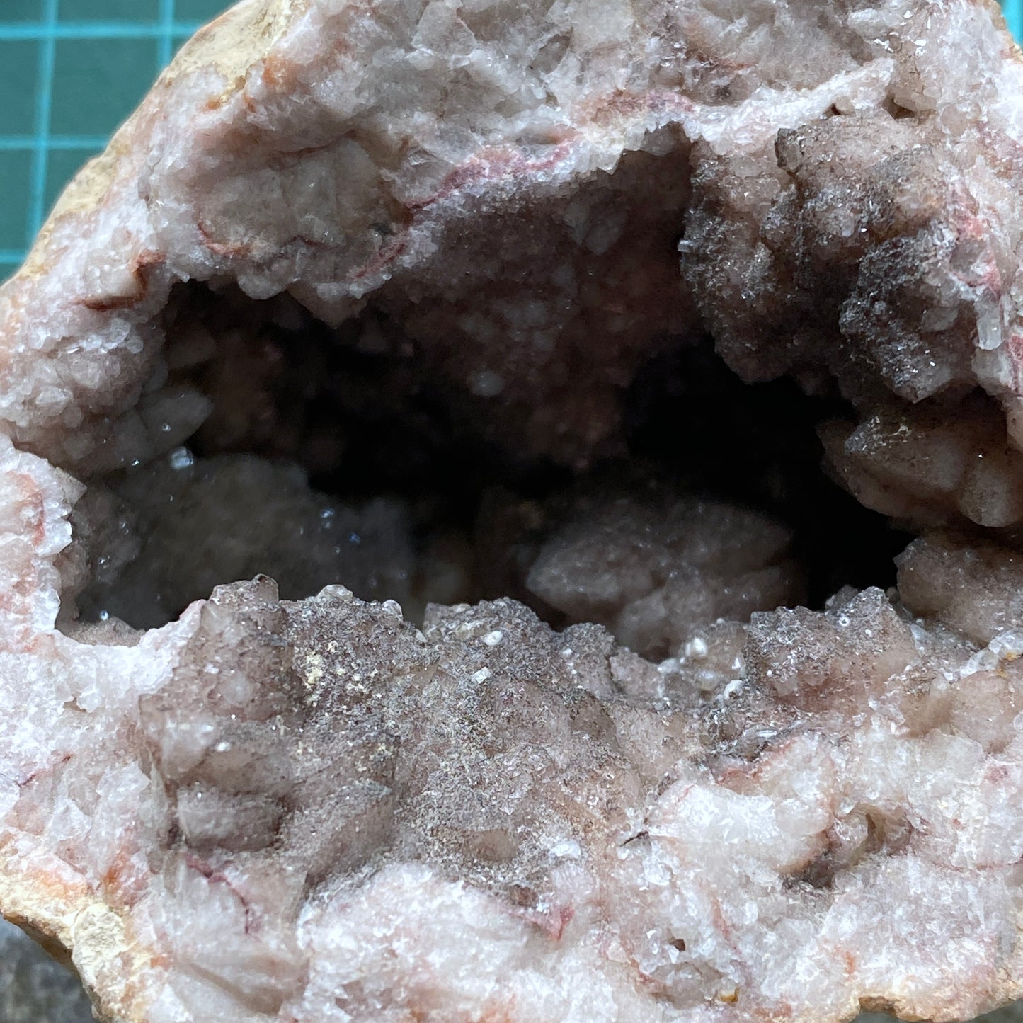 QUARTZ GEODE WITH GOETHITE [ETC] - DULCOTE QUARRY, SOMERSET, ENGLAND 354g MF1188