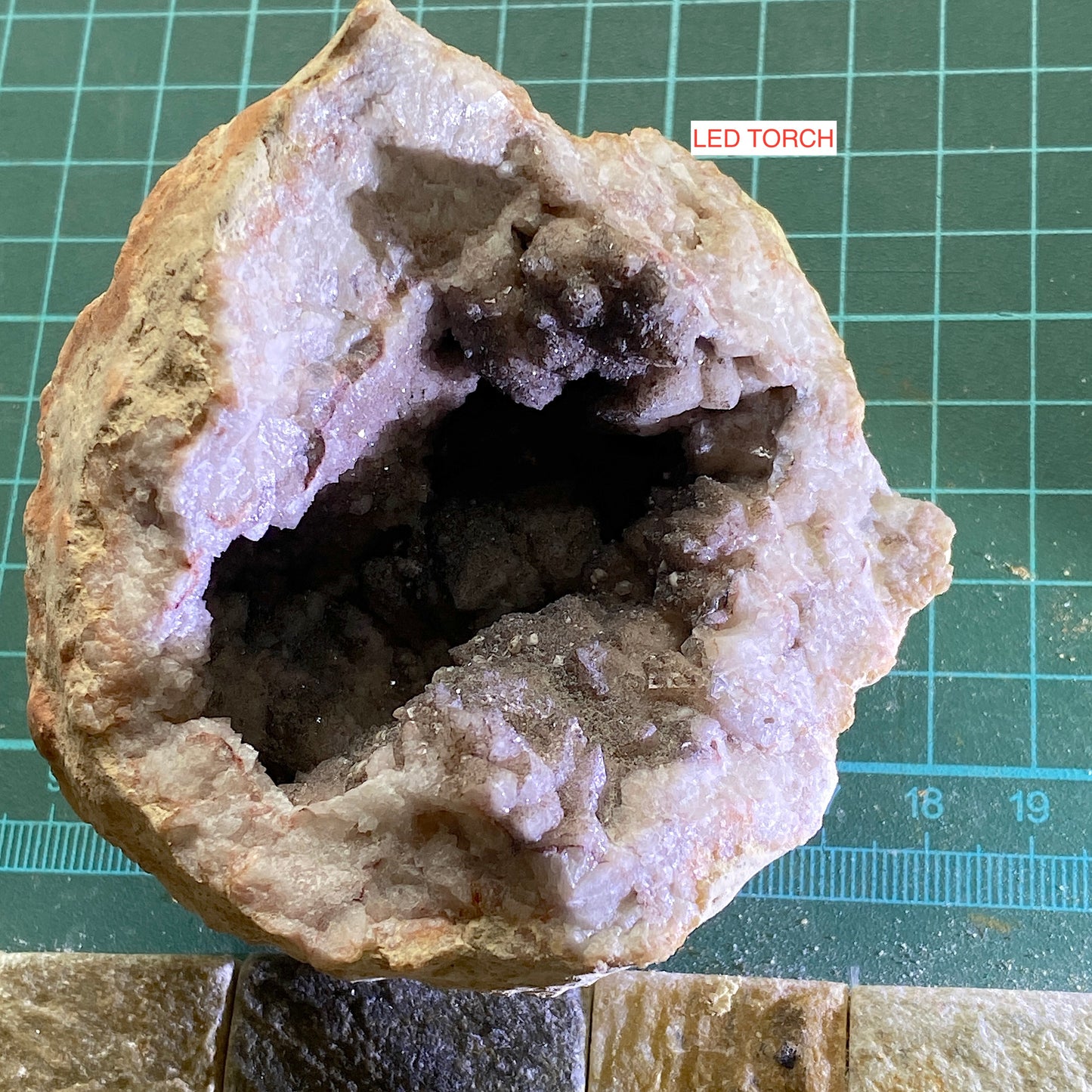 QUARTZ GEODE WITH GOETHITE [ETC] - DULCOTE QUARRY, SOMERSET, ENGLAND 354g MF1188