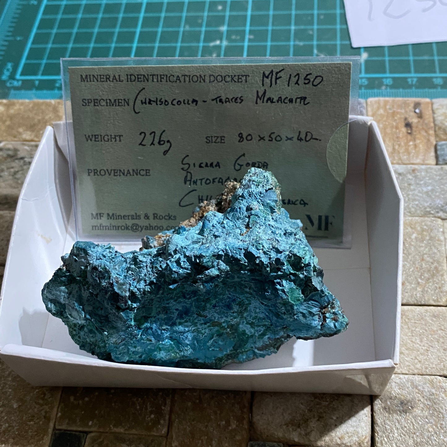 CHRYSOCOLLA WITH MALACHITE- SIERRA GORDA, ANTOFAGASTA, CHILE  226g mf1250