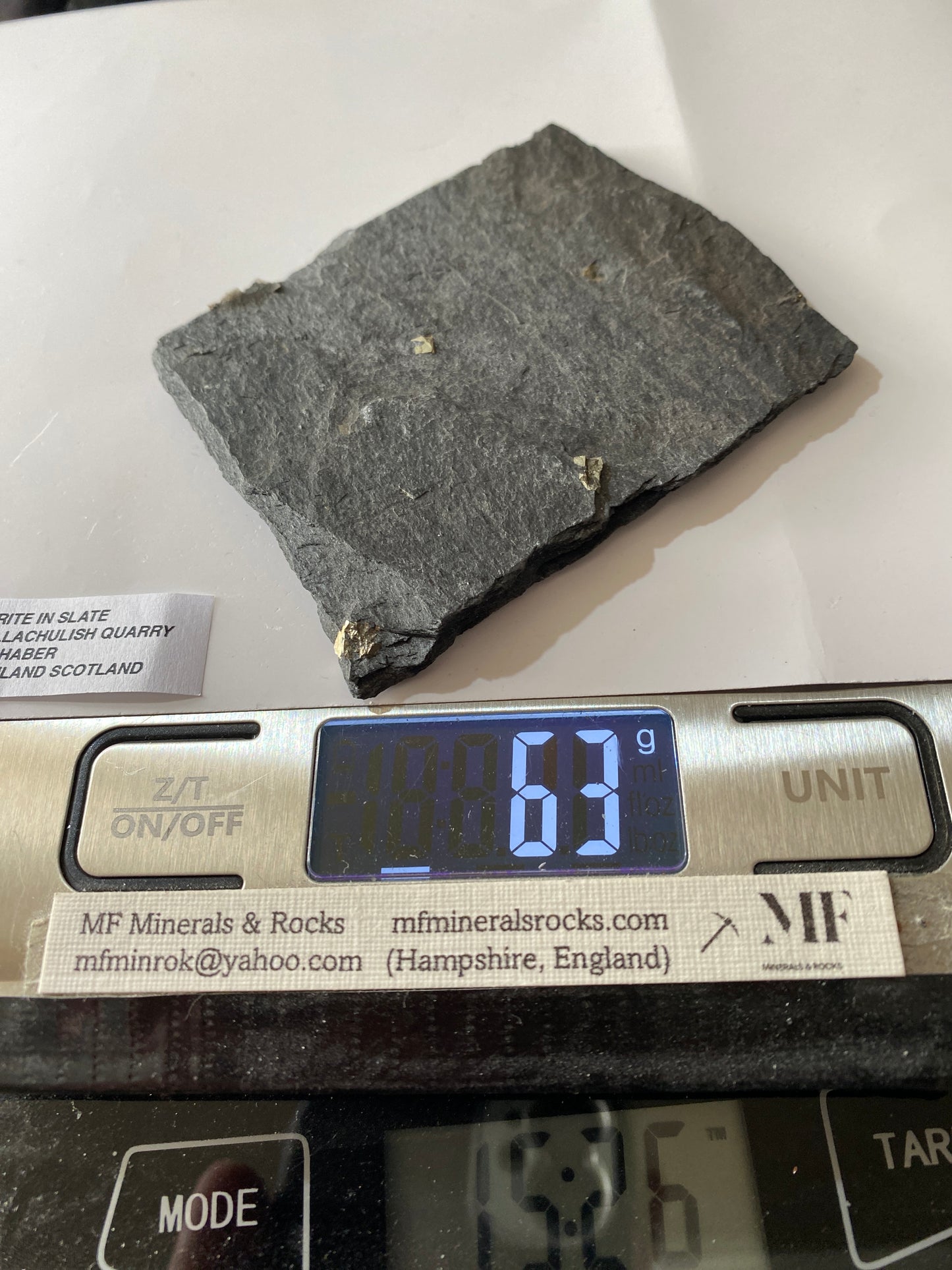 PYRITE IN SLATE : BALLACHULISH QUARRY, LOCHABER, HIGHLAND SCOTLAND 63g MF4902