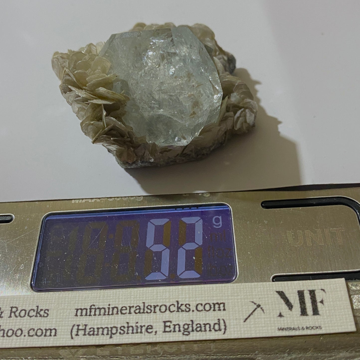 AQUAMARINE BERYL ON MUSCOVITE - PINGWU BERYL MINE, SICHUAN, CHINA 52g MF1215