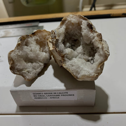 QUARTZ GEODE NODULE IN CALCITE MATRIX - BU CRAA, MOROCCO 140g MF4045