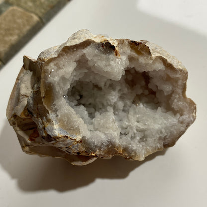 QUARTZ GEODE NODULE IN CALCITE MATRIX - BU CRAA, MOROCCO 140g MF4045