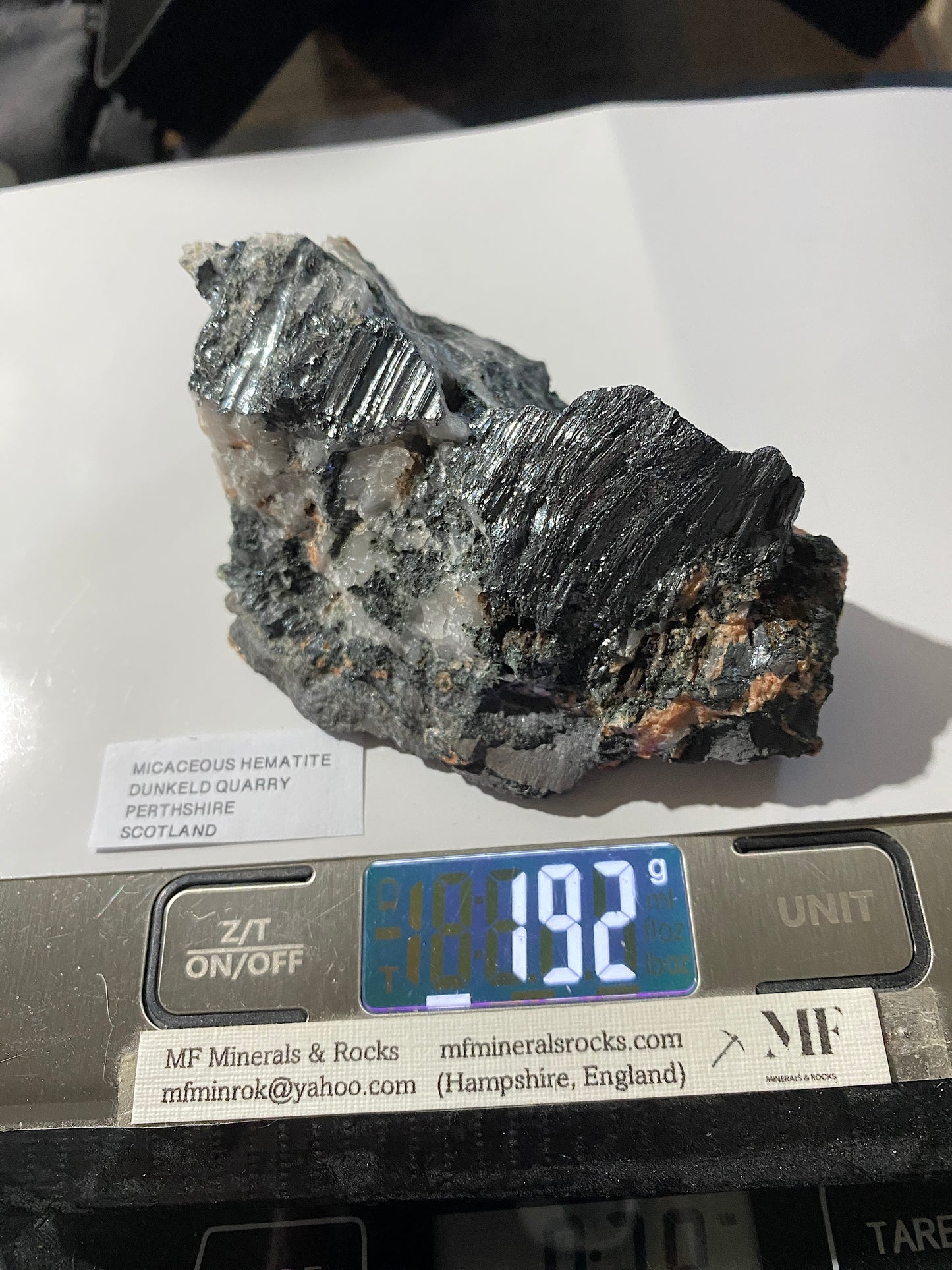 MICACEOUS HEMATITE [SPECULARITE] : DUNKELD QUARRY, PERTHSHIRE, SCOTLAND 192g MF4905