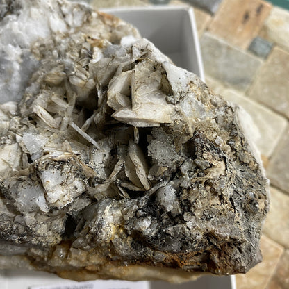 CALCITE ON QUARTZ - CORONATION LODE, GEEVOR MINE, CORNWALL HEAVY 748g MF4070