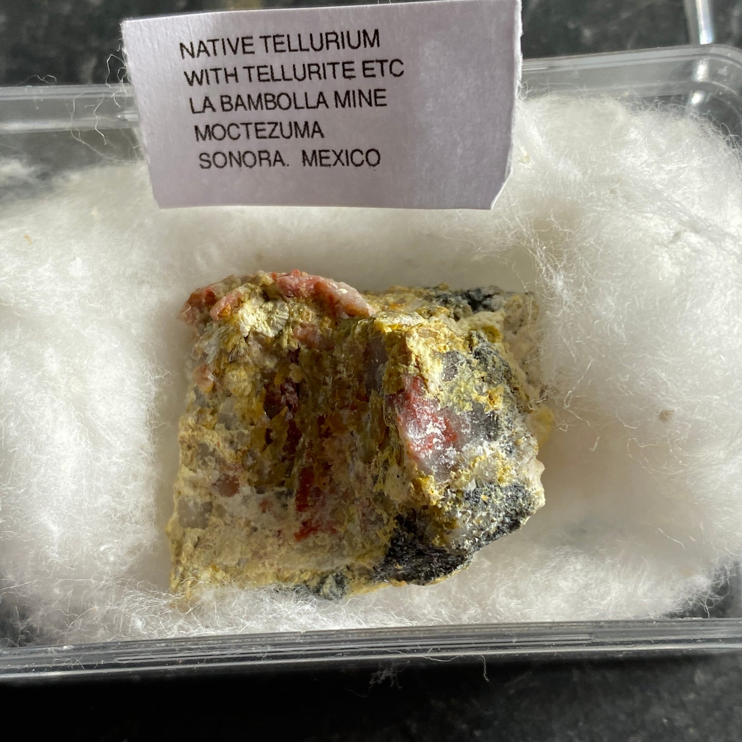 TELLURIUM/TELLURITE/SPIROFFITE ETC, LA BAMBOLLA MINE, MEXICO  10g MF1671