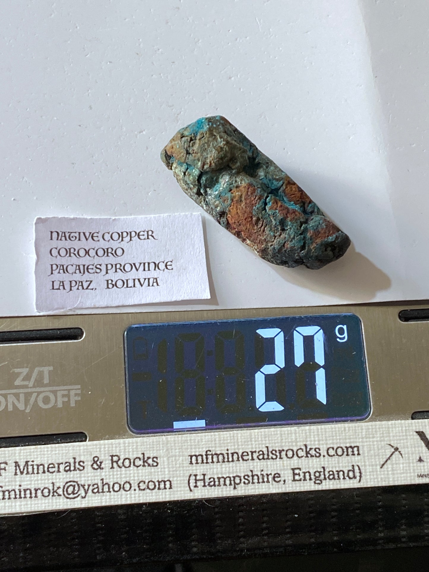 NATIVE COPPER [SOLID] : CORO CORO MINING DISTRICT,  LA PAZ, BOLIVIA  27g MF1927