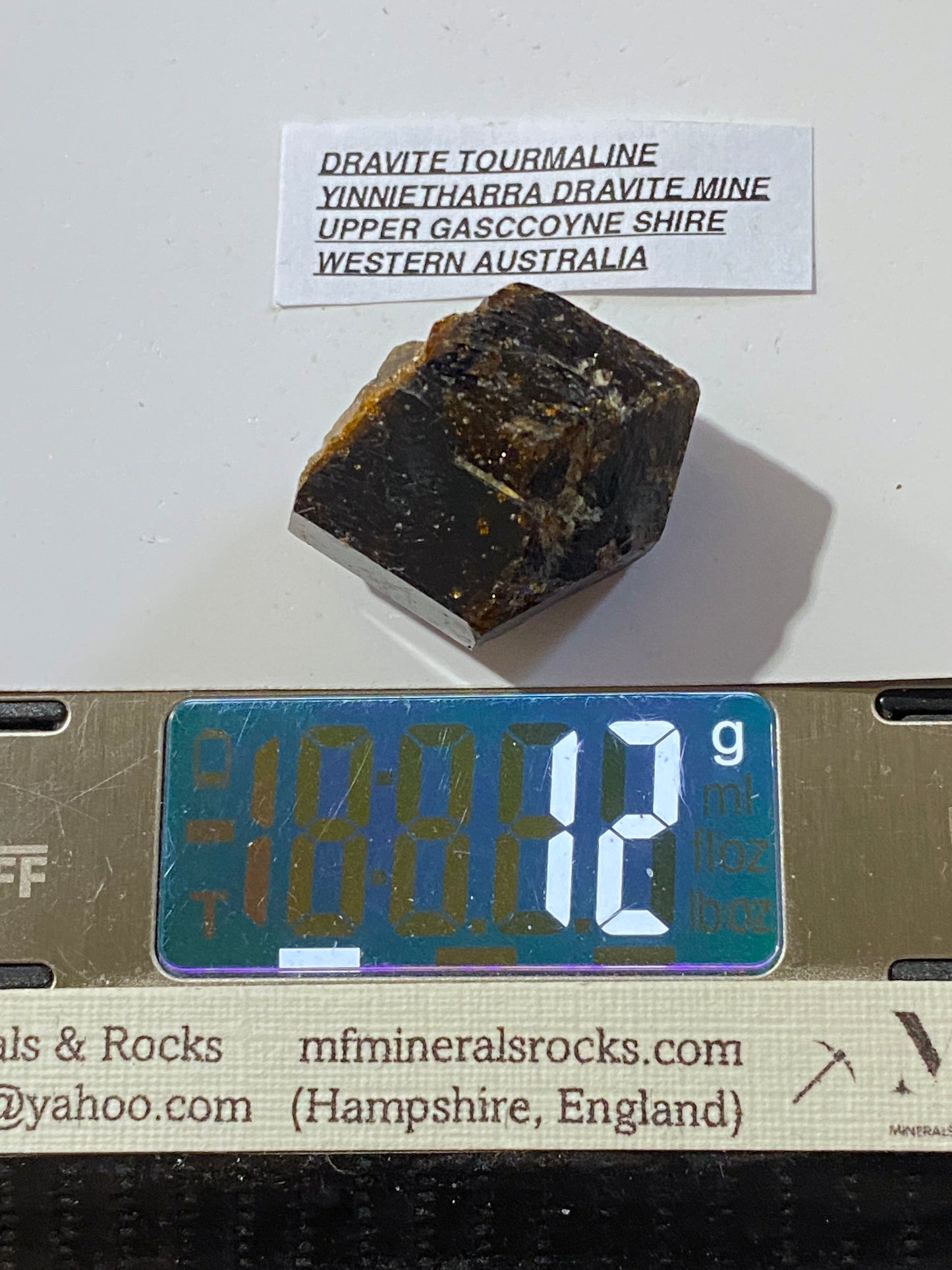 DRAVITE TOURMALINE : YINNIETHARRA DRAVITE MINE, WESTERN AUSTRALIA. 12g MF4918