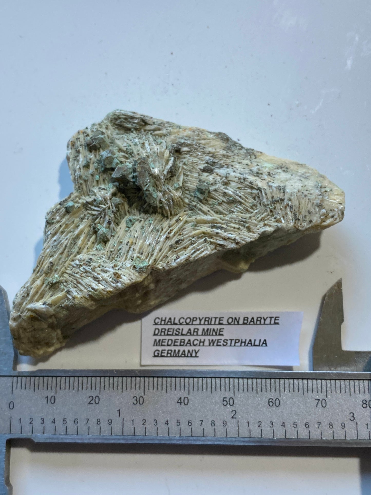 CHALCOPYRITE ON BARYTE : DREISLAR MINE, MEDEBACH, WESTPHALIA, GERMANY 101g MF4920