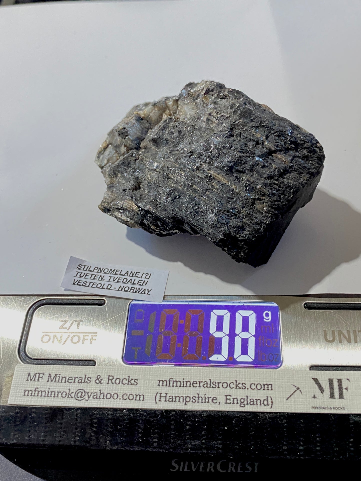 STILPNOMELANE [EKMANITE?] : TUFTEN, TVEDALEN, VESTFOLD, NORWAY 98g