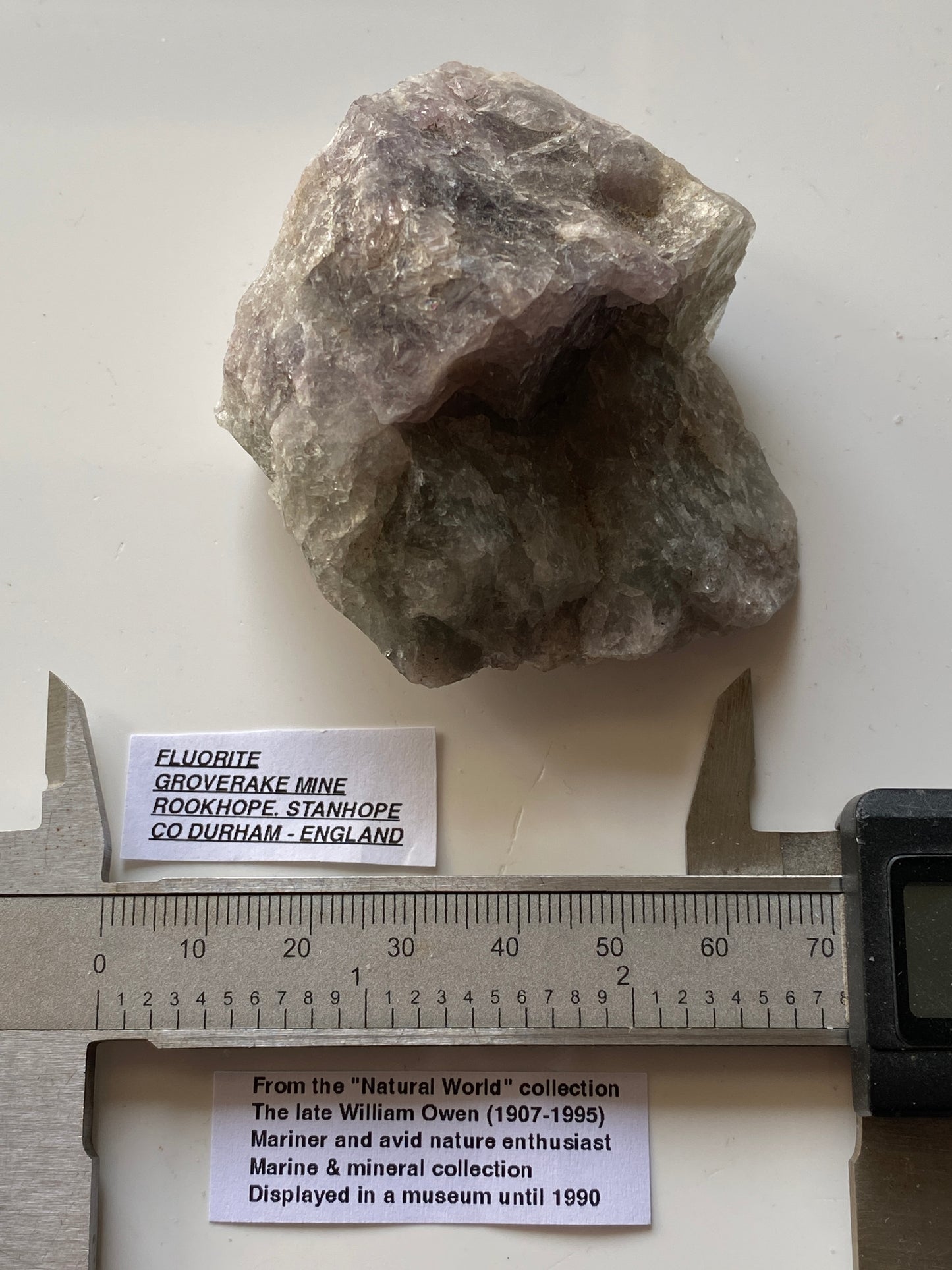 FLUORITE : GROVERAKE MINE, ROOKHOPE, CO DURHAM, ENGLAND 122g MF4923