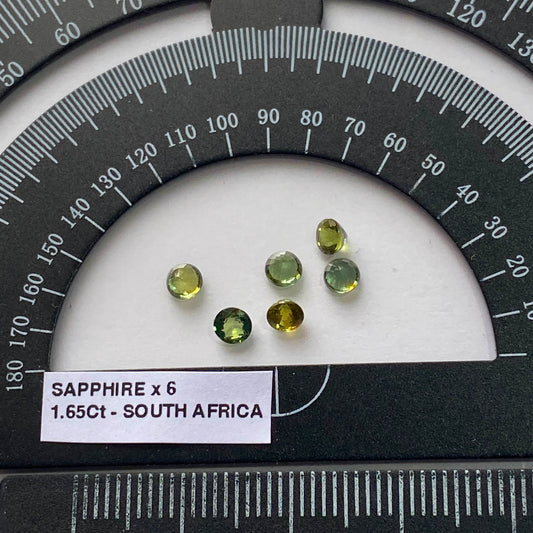 SAPPHIRE CORUNDUM GEMSTONES x 6 : NORTHERN CAPE, SOUTH AFRICA 1.65Ct MFG5453