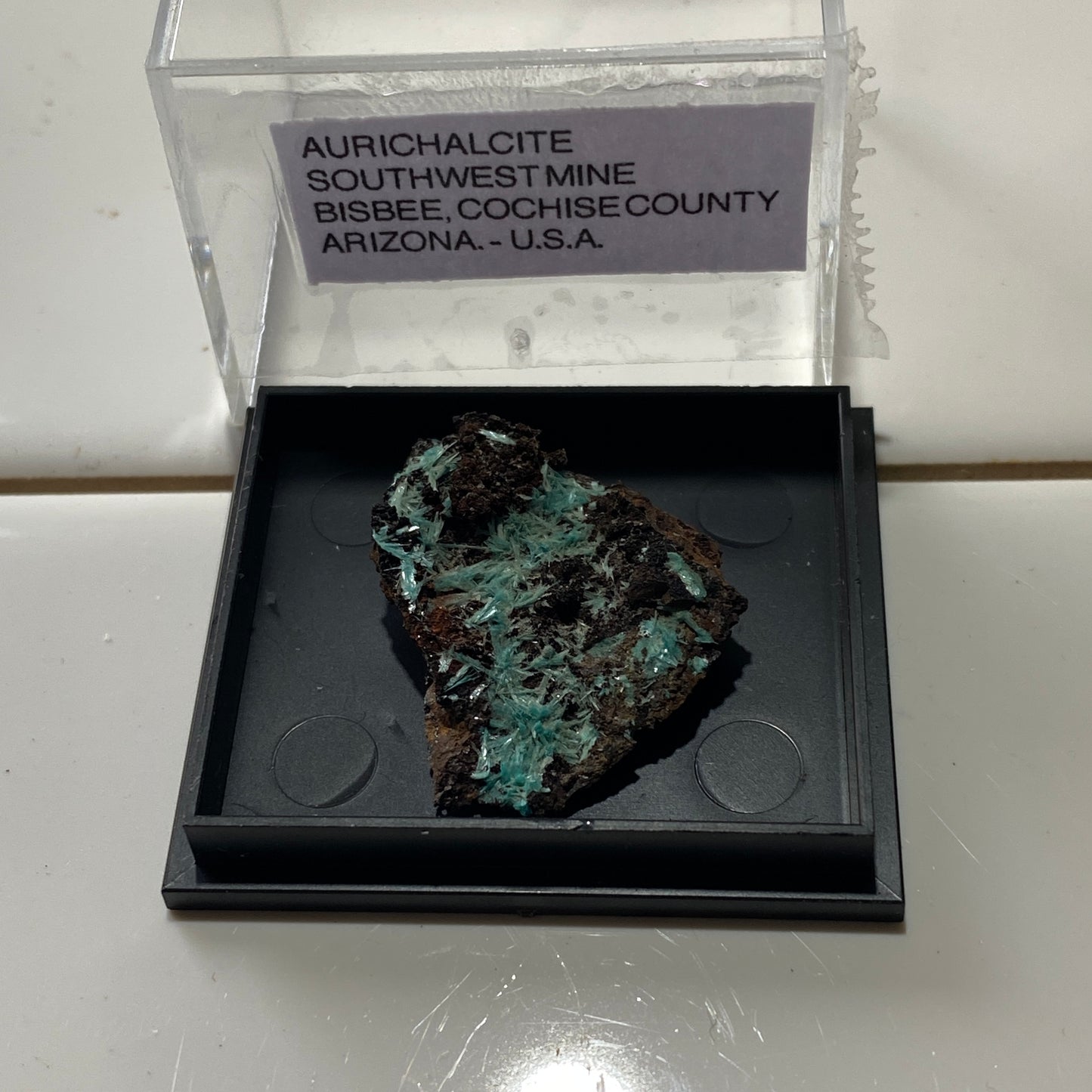 AURICHALCITE ON LIMONITE - SOUTHWEST MINE, BISBEE, ARIZONA, U.S.A. 2g MF4084