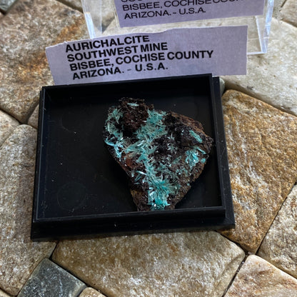 AURICHALCITE ON LIMONITE - SOUTHWEST MINE, BISBEE, ARIZONA, U.S.A. 2g MF4084