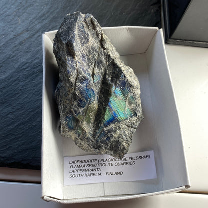 LABRADORITE FROM YLAMAA SPECTROLITE QUARRIES, SOUTH KARELIA, FINLAND 248g MF1683