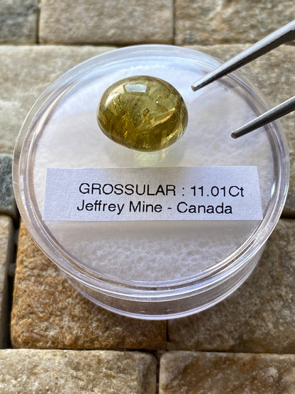 GROSSULAR GARNET RARE GEMSTONE : JEFFREY MINE, ESTRIE, QUEBEC, CANADA 11.01Ct MFG4930