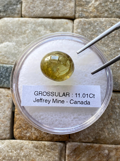 GROSSULAR GARNET RARE GEMSTONE : JEFFREY MINE, ESTRIE, QUEBEC, CANADA 11.01Ct MFG4930